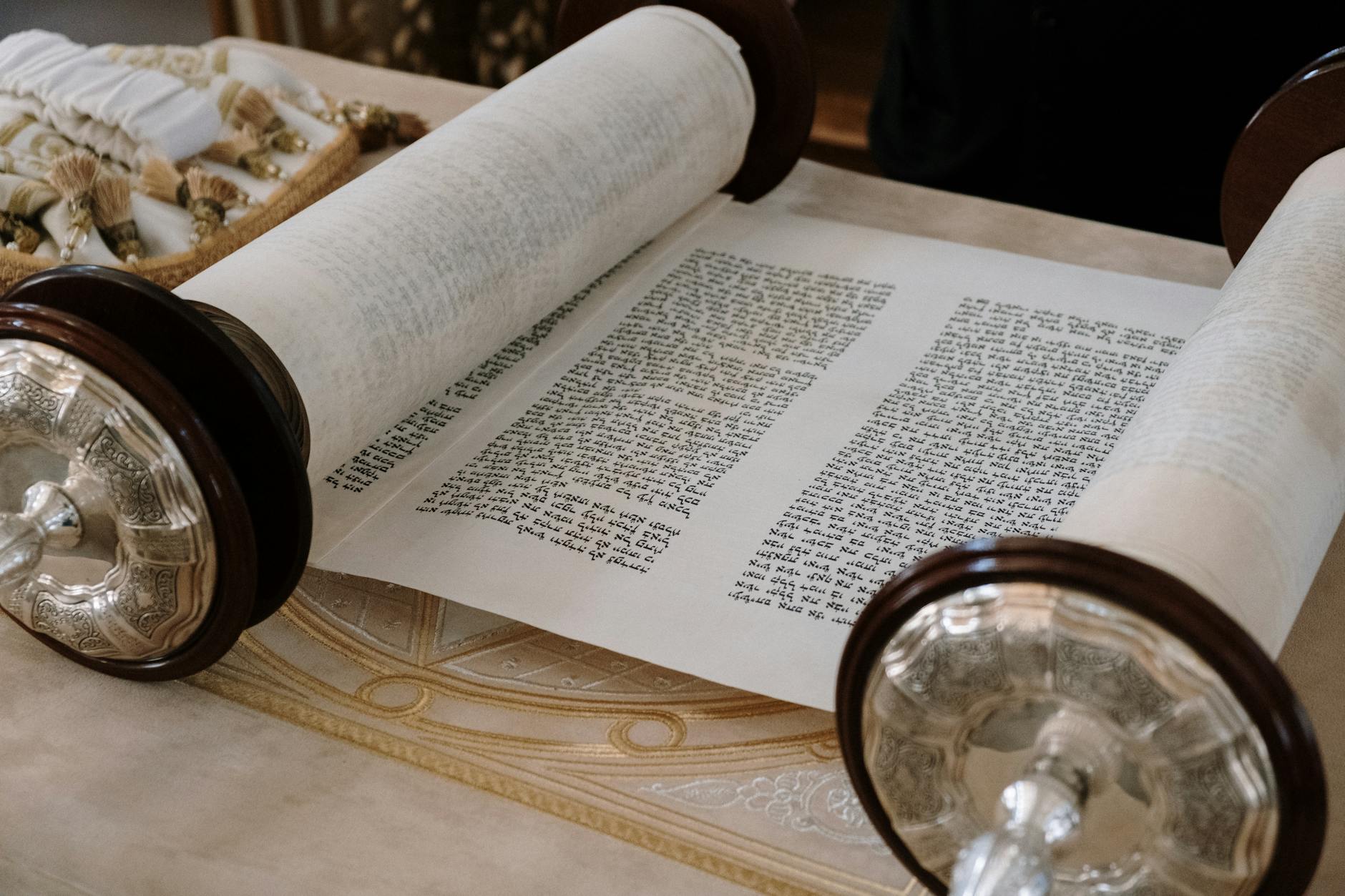 a close up shot of a sefer torah