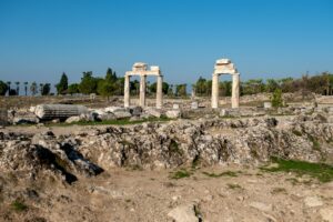 ruins and columns on a lot